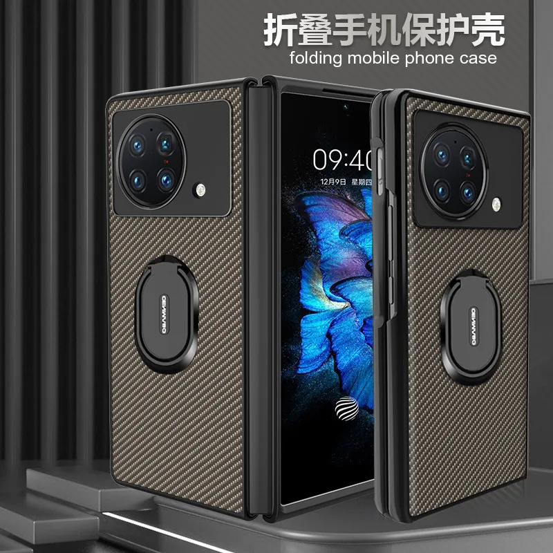

With Finger-Ring Carbon Fibre Pattern With Kickstand Case Bracket Case For VIVO X Fold Case