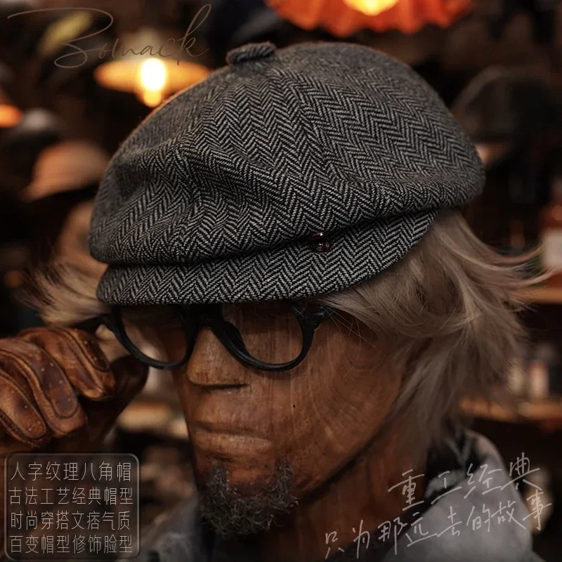 Amekaji Wear Retro Octagonal Cap Men's Newsboy Painter Artistic Female Peaked