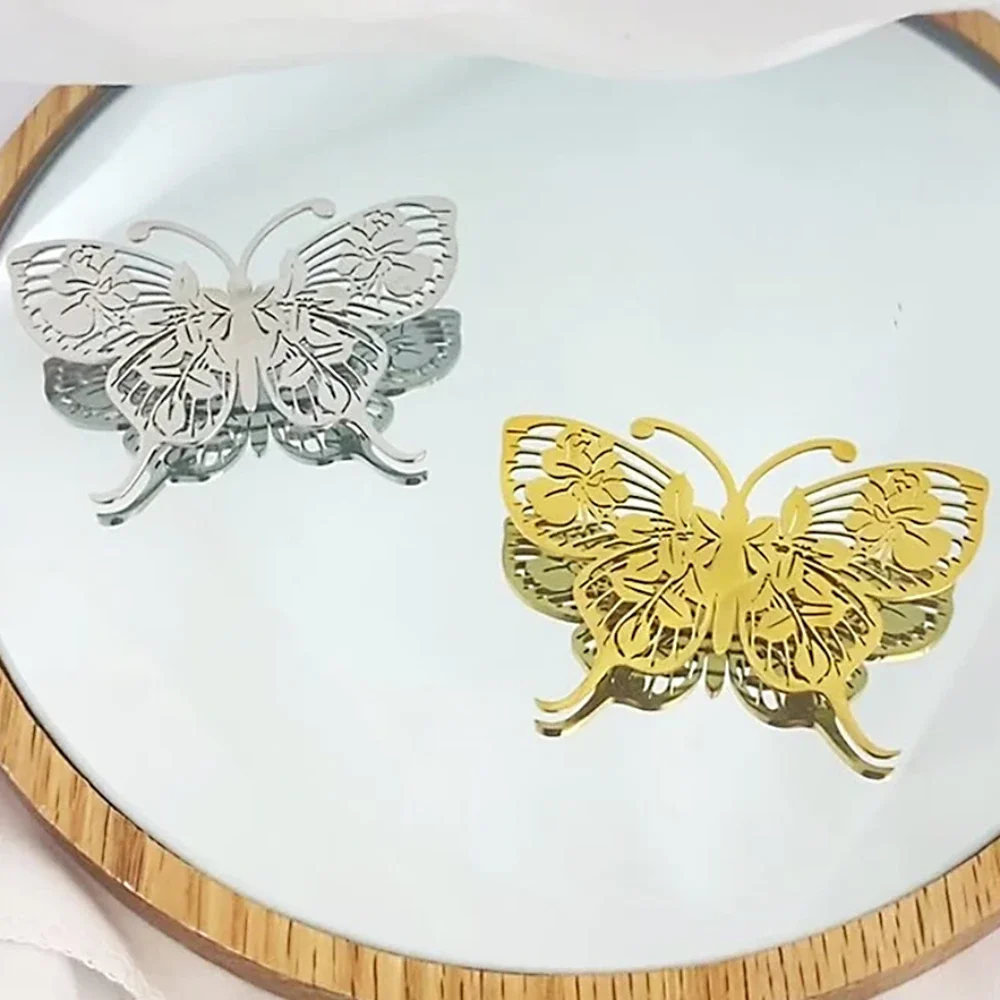 Брошь-бабочка из нержавеющей стали золотого цвета