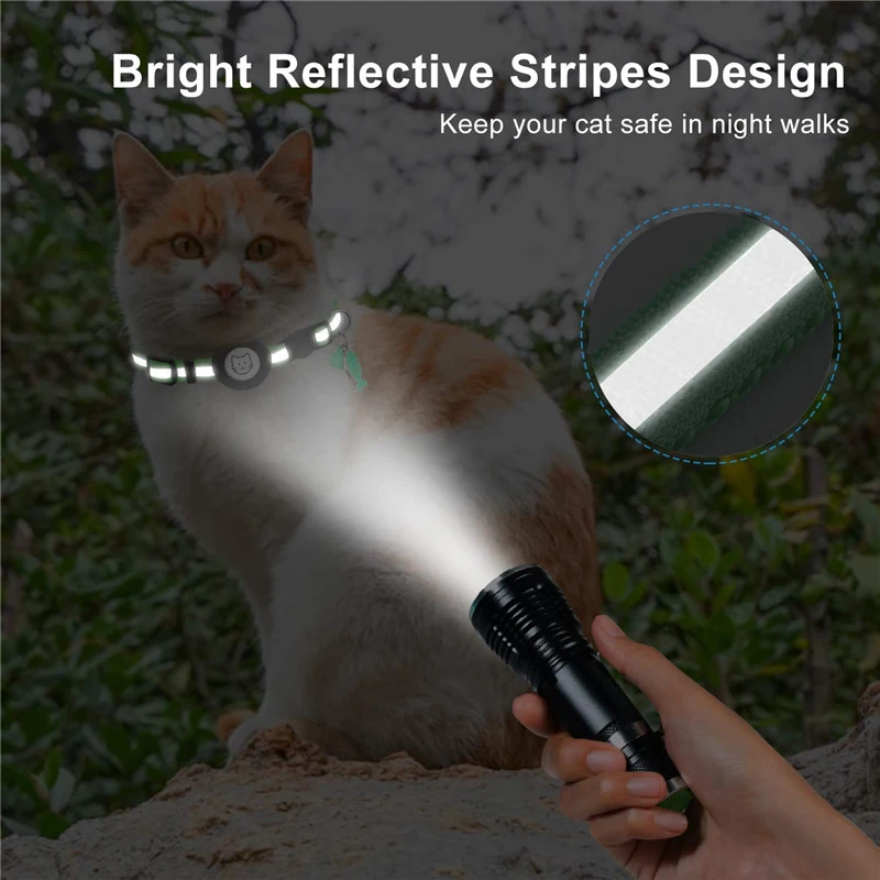 

Airtag Pet Collar Reflective Nylon Adjustable Collar For Cat Puppy Anti-lost Collar With Airtags Holder AirTag Accessories