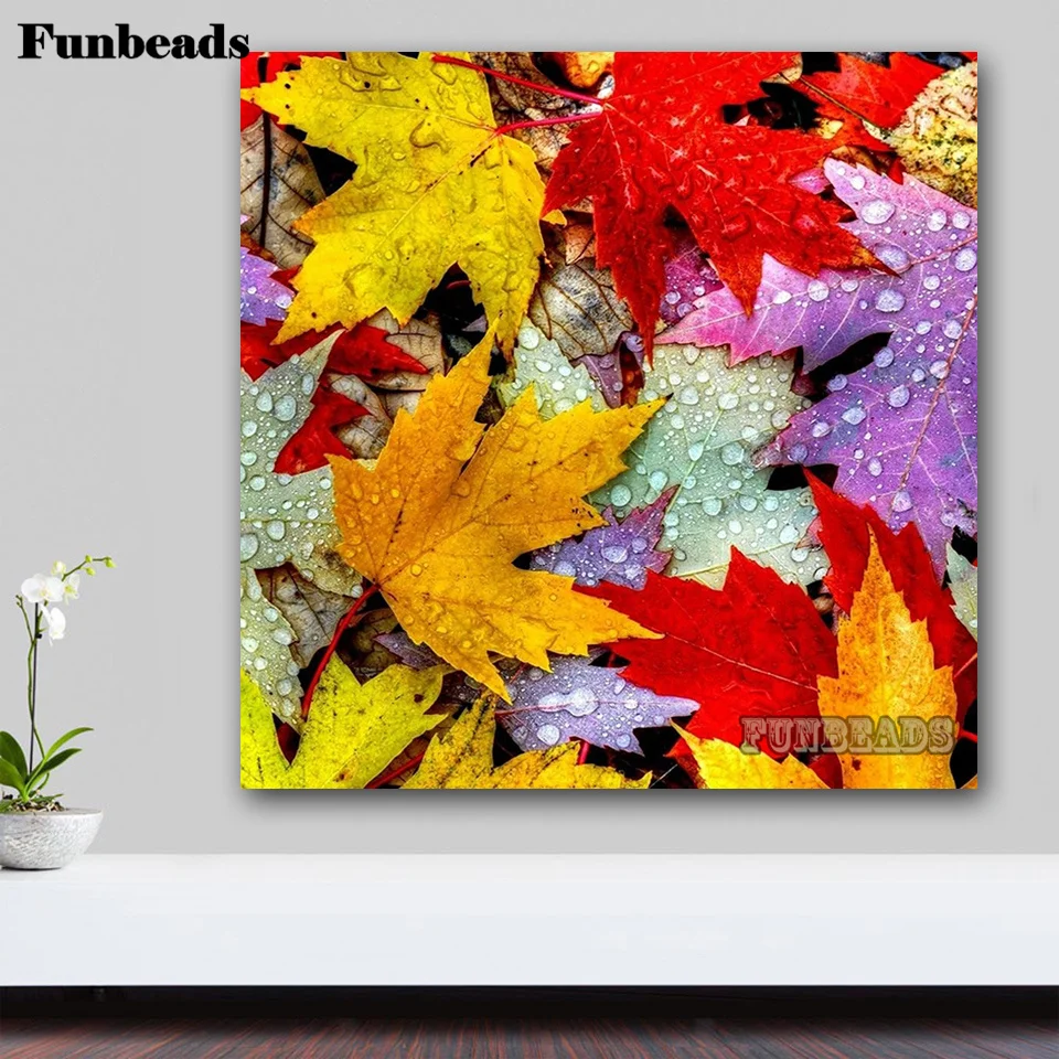 

Полноразмерная/круглая алмазная живопись, красочные кленовые листья, алмазная вышивка, распродажа, пейзаж, декор ручной работы для дома FF6728