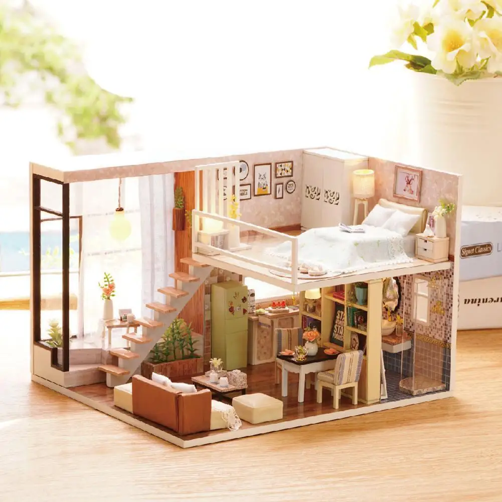 

Diy Wooden House House Kit Wooden Miniature With Houses Lights Led Furniture House Miniature Toys Gift R4z3