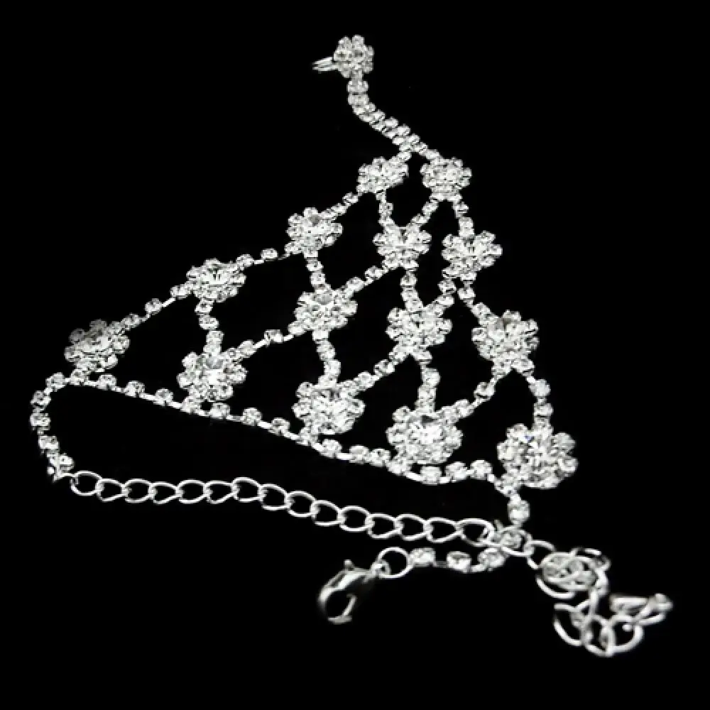 Богемный винтажный полый браслет на палец для женщин свадебный со стразами