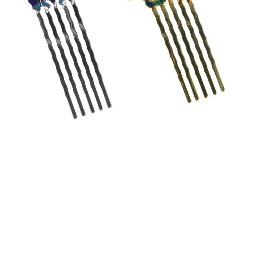 Элегантная свадебная расческа с синим лотосом в традиционном классическом стиле