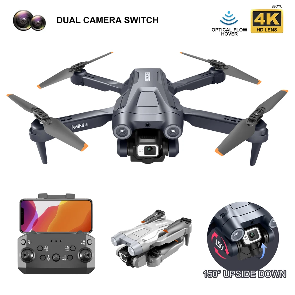 

EBOYU MINI4 RC Drone w/ 3 sides Avoid Obstacle WiFi FPV 4K Dual HD Cameras Altitude Hold Foldable RC Quadcopter Drone Gift Toy