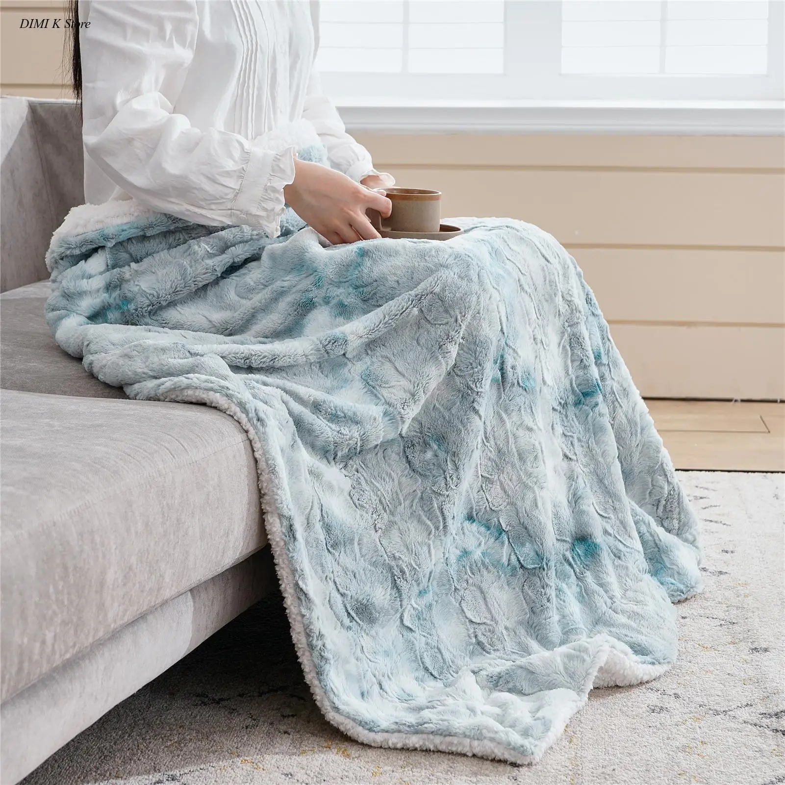 

Cashmere Thick Sofa Blankets Fleece Bedspread for Bed Thicken Plush Blankets Double Layer Home Warmer Bedding Blankets