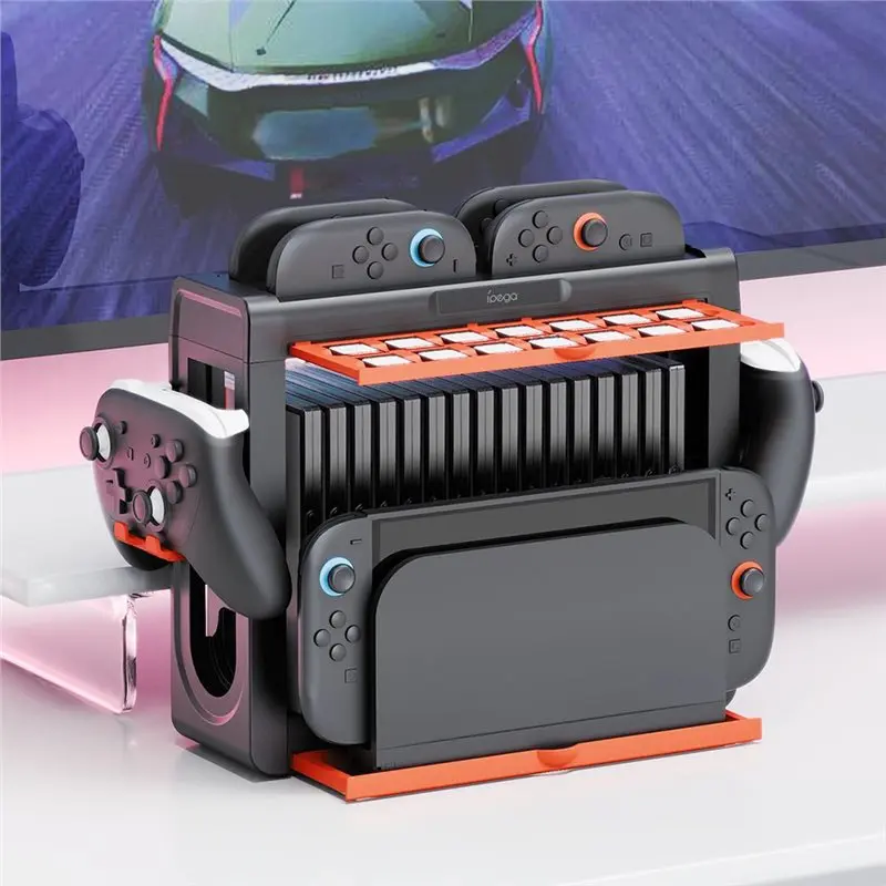 Фото Ipega PG-SW2027 для Switch 1/2: Органайзер-док с 8 слотами для контроллеров Joy-Con, Pro Controller и хранения игр, стойка для хранения №4