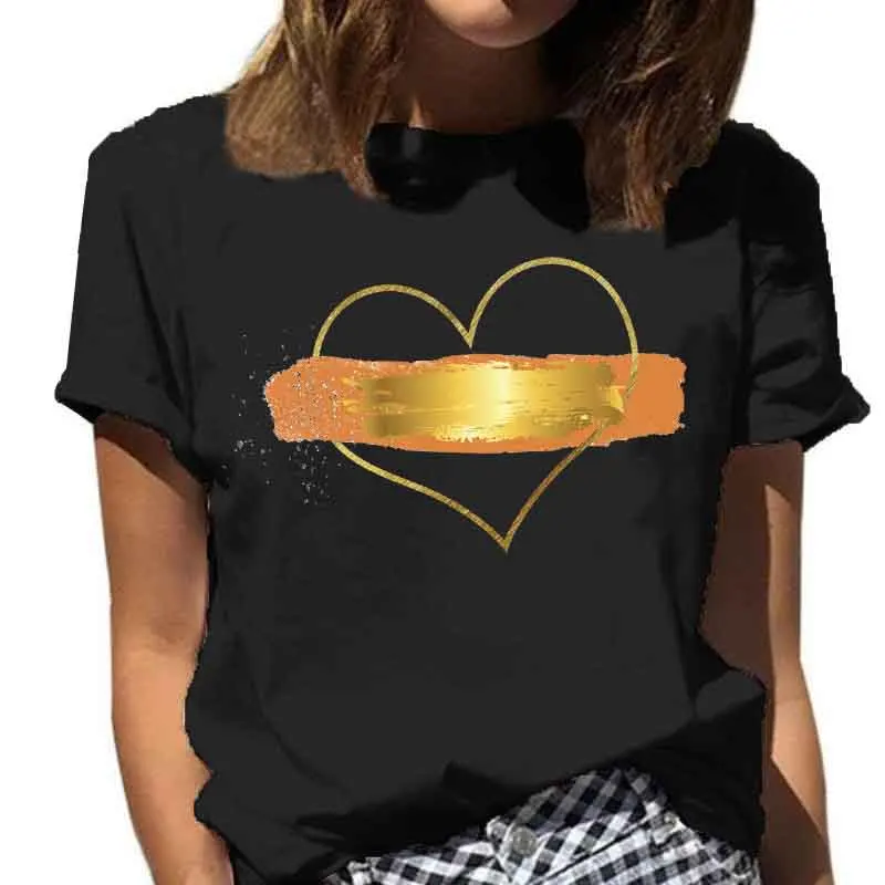 

Fashion Aesthetics Heart Graphic Print Feminine T-Shirt Women Clothes Feminine Popular Short Sleeve Kawaii Punk O-Neck Tshirt