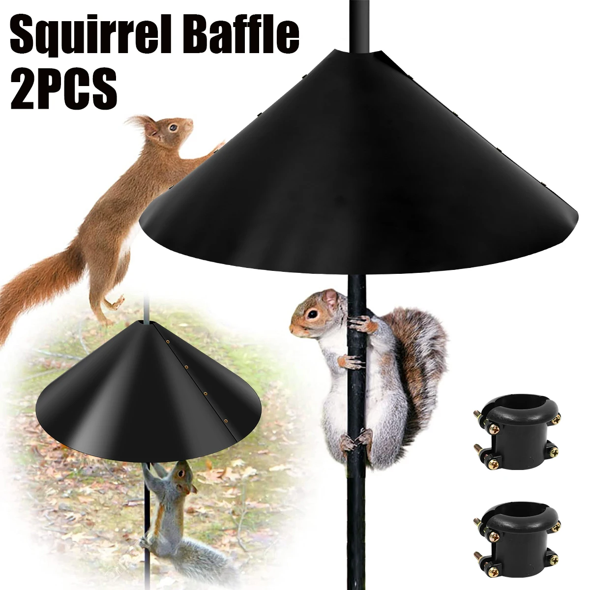 

2Pcs Squirrel Baffle Set 18inch Protective Bird House Guard Wrap Around Squirrel Guard Baffle Reusable Raccoon and Squirrel