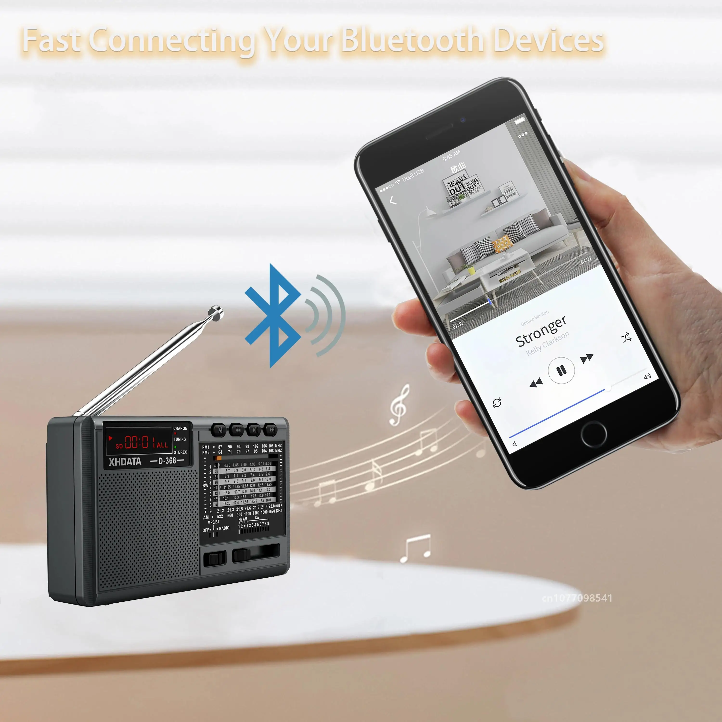 XHDATA D-368 FM-радио BT Портативный AM FM SW 12-диапазонный стерео радиоприемник