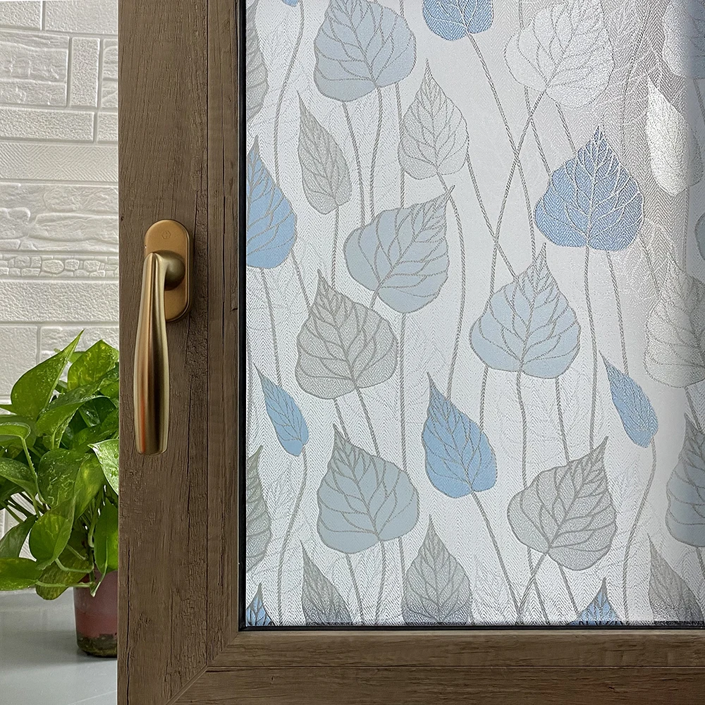 

New Style Matte Leaf Window Film Stained Glass Vinyl for Home Self Adhesive Film Frosted Privacy Protective Window Sticker