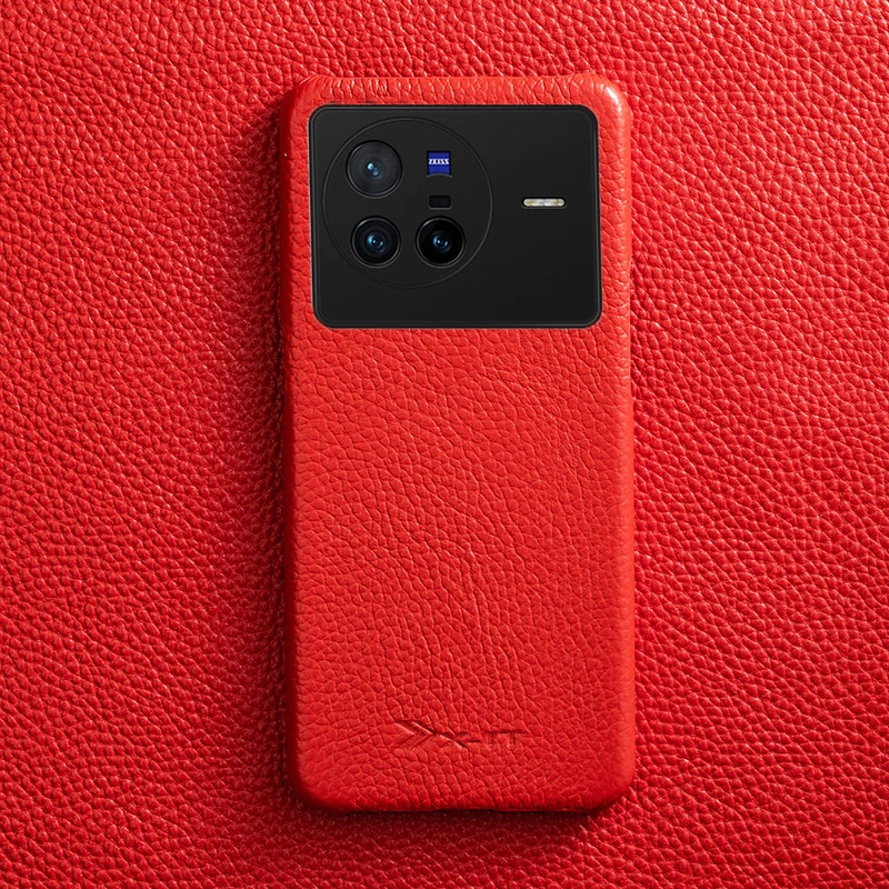 Genuine Leather Phone Case For VIVO X80 X60 X70 X70 X50 pro Nex iQoo 9 8 Pro NeX3 for vivo S15E Litchi grain Stain-proof case