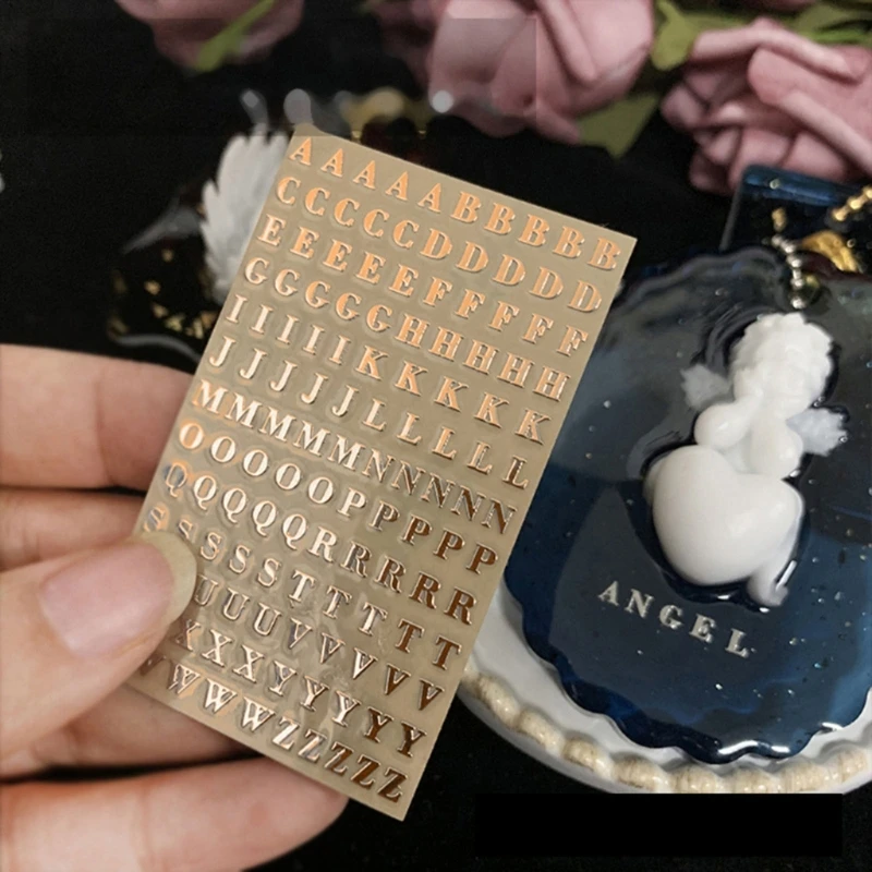 

Alphabet Number Stickers Mini Letters Stickers Glitter Alloy Self Adhesive Letter Stickers for Epoxy Resin Casting Drop Shipping