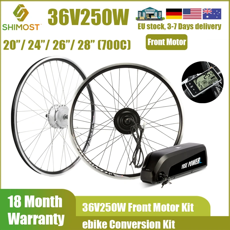 

Electric Bike Conversion Kit 20-28 Inch 700C eBIKE Conversion Kit 36V 250W Front Motor Kit Bicycle Hub Motor Wheel with Battery