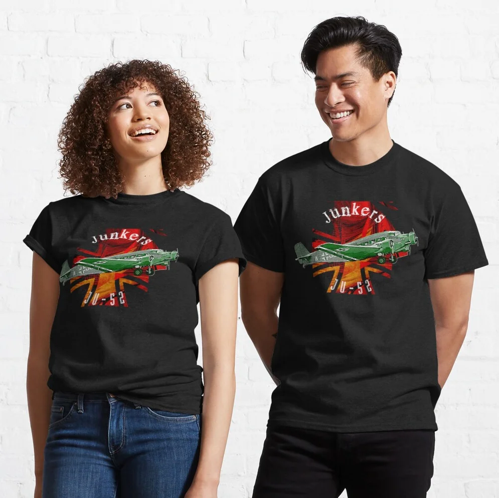 

WWII German Cross Luftwaffe Ju-52 Transport Aircraft T Shirt New 100% Cotton Short Sleeve O-Neck T-shirt Casual Mens Top