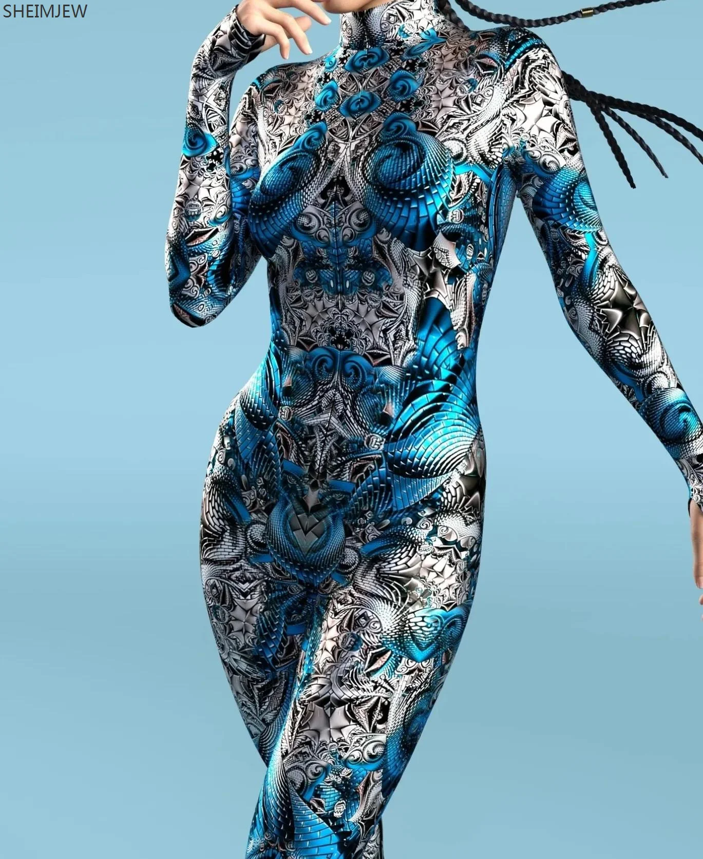 Марокканский Стиль 3D узор комбинезон сексуальный женский косплей Zentai костюм