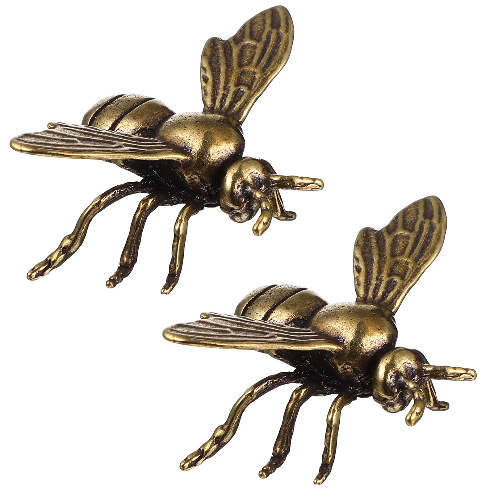 

2 Pcs Brass Bee Ornaments Small Bee Figurines Home Desktop Decorations