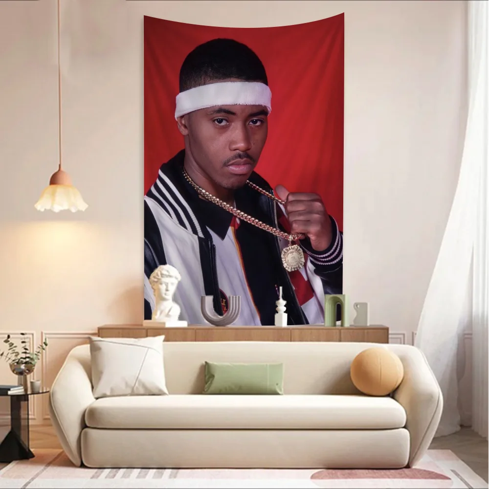 Hip Hop Rapper Rockstar NAS Printed Large Wall Tapestry Cheap Hippie Hanging Bohemian Tapestries Mandala Home Decor