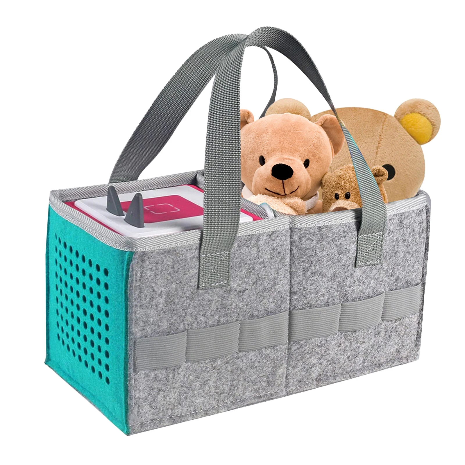 

Portable Felt Handbag Foldable Felt Fabric Storage Box Containers with Handles for Nursery Toys Cosmetics Makeup Organizer