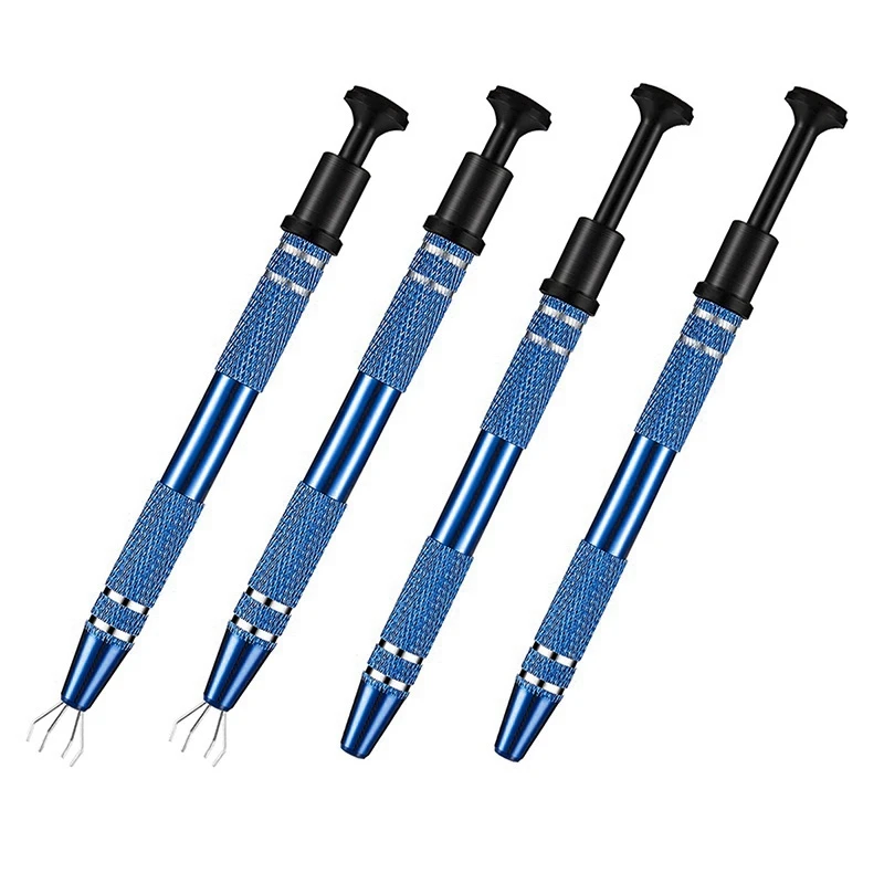 

HOT-4 Pcs 4-Claw Pick Up Tool For Small Parts Pickup Metal Grabber IC Chips Metal Grabber Claw Pickup Tweezers