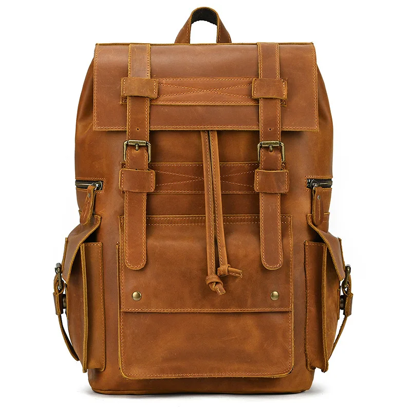 2022 Cowhide Man Backpack Fashion Leather Bag For Men Travel Backpack Fashion Women's Backpack Man Work Bags Student Backpack