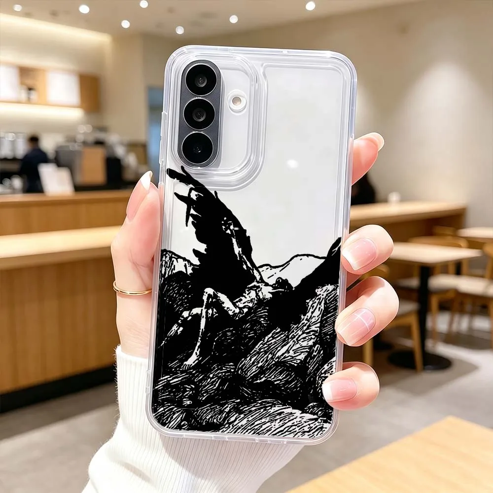 Фото Чехол для телефона с изображением крыльев падшего ангела для Samsung Galaxy A71 A57 A56 A55 A54 A53 A51 A17 A16 A07 A06 A05, прозрачный чехол. №3