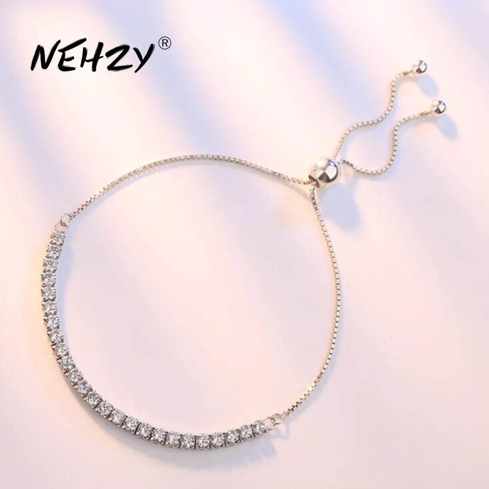 

NEHZY Silver plating jewelry fashion woman bracelet retro simple cubic zirconia round bracelet length 28CM adjustable