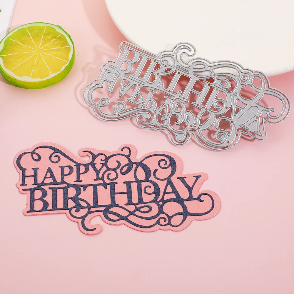 

Birthday Die Cutting Dies Cut Words Happy Birthday Paper Cutter DIY Scrapbook Album Embossing Decor Craft Dies For Card Making