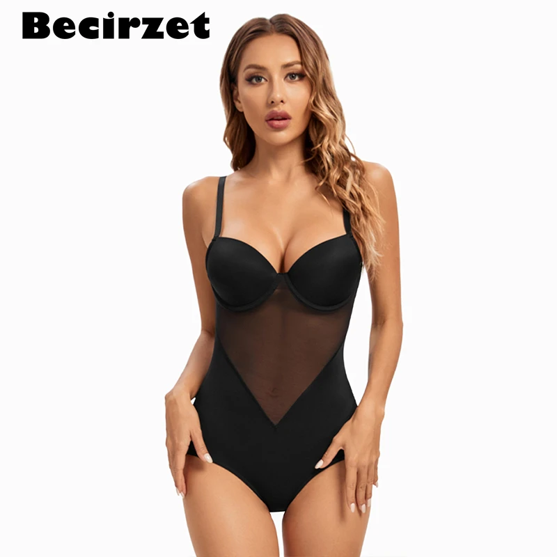Sleeveless Bodys Transparent Bodysuit Women Underwire Spaghetti Strap V Neck Body Shaper Sexy Shapewear Underwear Bodysuit
