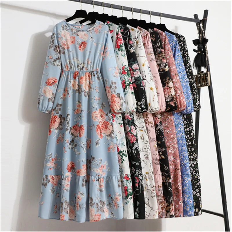 

Summer Dress Women 2022 Floral Casual Long Dresses Maxi Dresses For Women Long Sleeve Elegant Evening Boho Beach Dress Bohemian