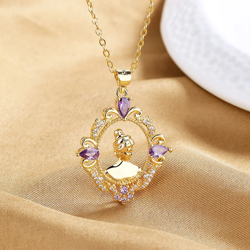 

Vintage Zircon Pendants Necklace Cute Encanto Necklaces for Women Luxury Collares Cadena Chains Retro Sacred Geometry Jewelry