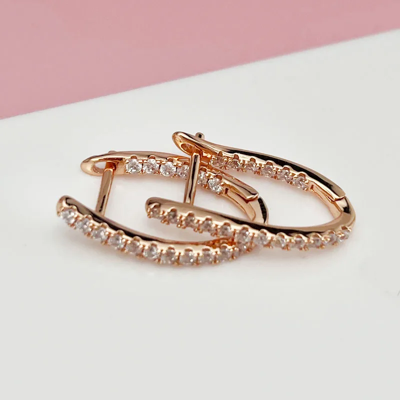 

Ladies Earrings Cool Wind Fashion Irregular Rose Gold Zircon Earrings