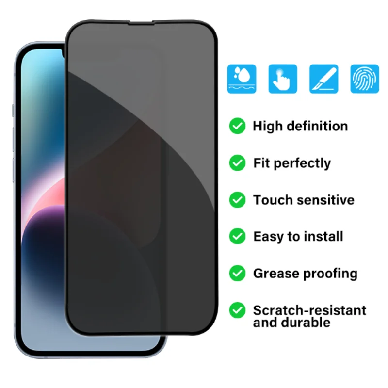 1-3PCS Anti-spy Privacy Tempered Glass Screen Protector for Iphone 12 11 13 14 Pro Max X XR XS Max 6 7 8Plus 2020 SE 12 13 Mini