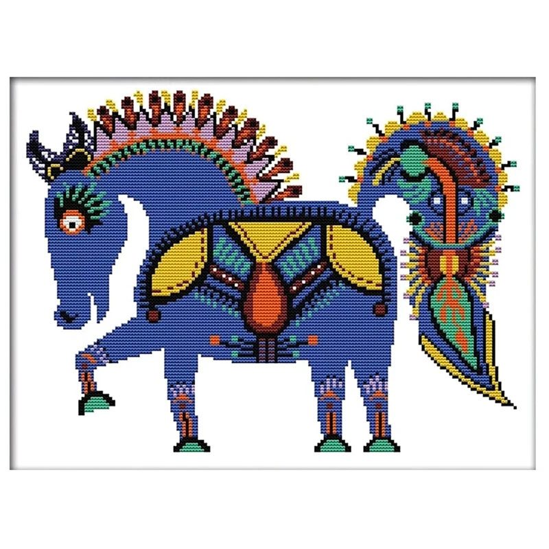 

Stamped Cross Stitch Kits Beginners Full Range of Embroidery Starter Kits for Adults DIY Kit- the Happy Horse