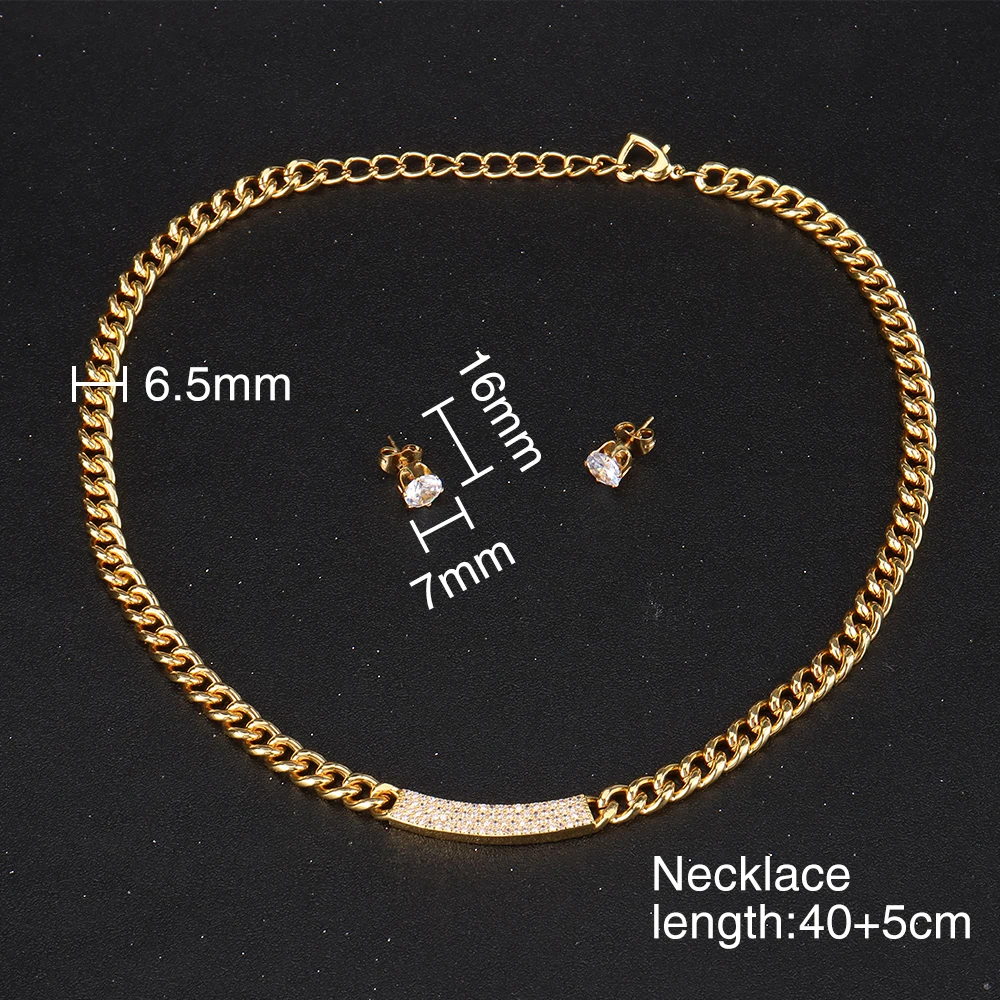

Hip-Hop Gold Chain Rope Punk Style Chain Fashion Men and Women Couple Jewelry Copper Alloy Choker Large Necklace With Earrigns