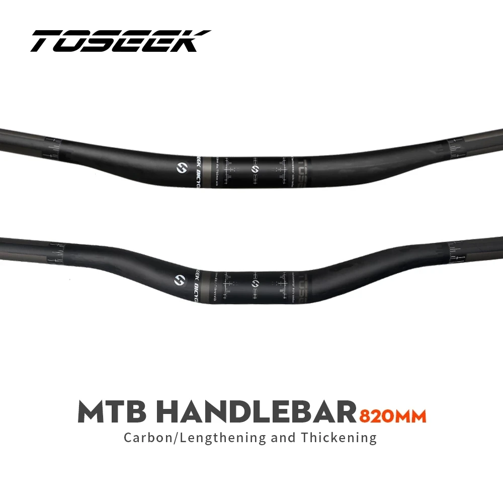 TOSEEK Bicycle Handlebar Carbon MTB Handlebar 750mm or 820mm Off-road Extension Swallow Shaped Handlebar 31.8mm Bicycle Parts