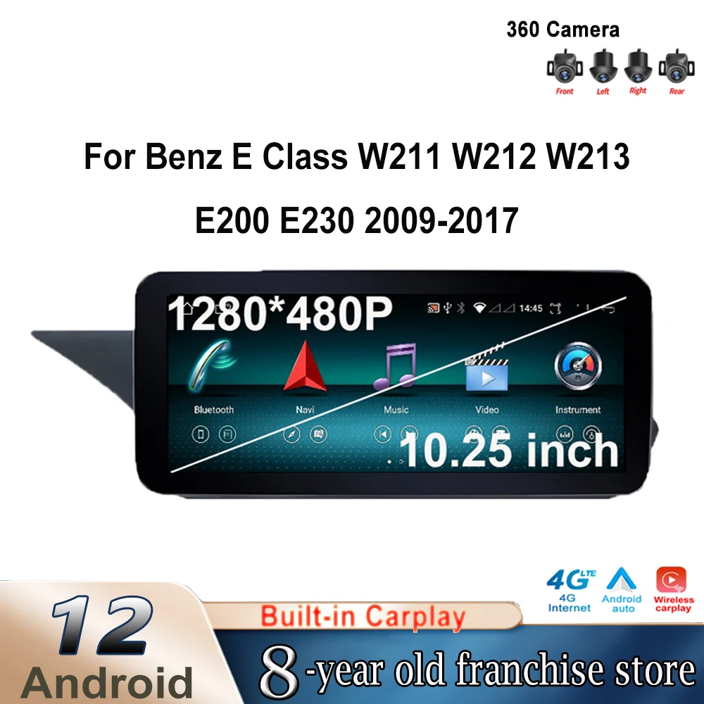 

10.25" IPS Screen Android 12 Car Radio Stereo For Benz E Class W211 W212 W213 E200 E230 2009-2017 Navigation Video LHD Headunit