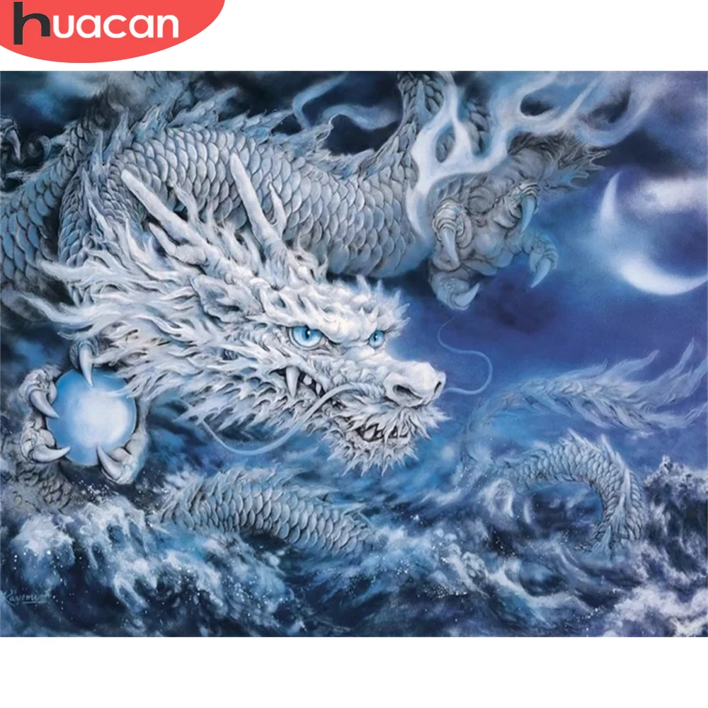 

Набор для рисования по номерам HUACAN, настенная краска «сделай сам» с драконом, рамка с номером для гостиной