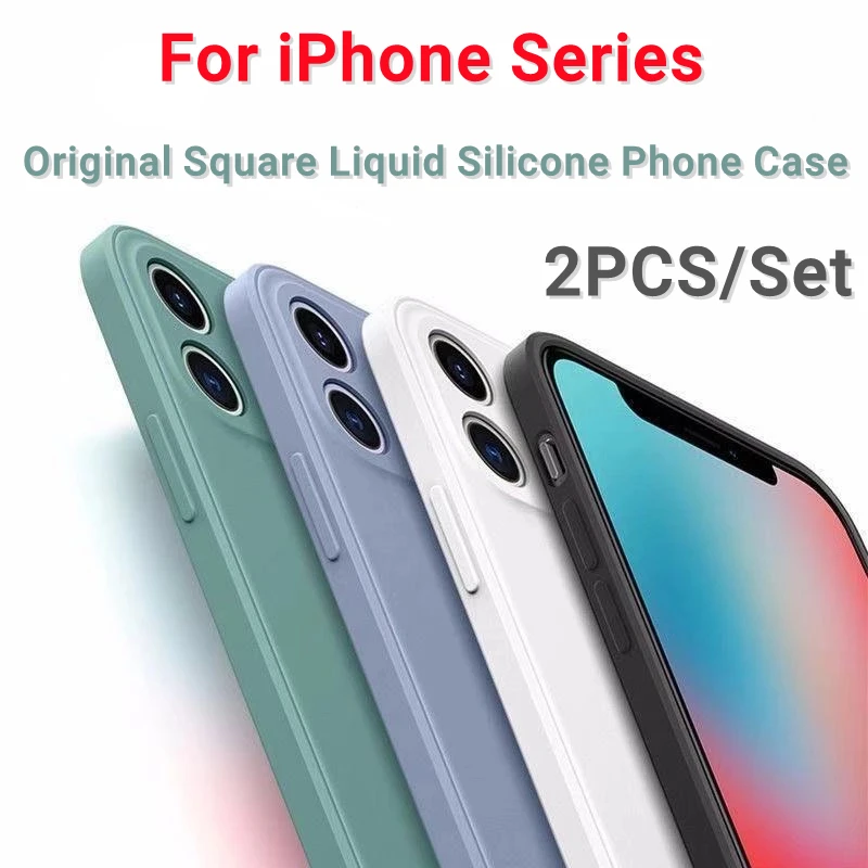 

Original Square Liquid Silicone Phone Case for IPhone 13 11 12 14 Pro Max Mini 7 Plus Shockproof Back Cover for iPhone14 XR XS X
