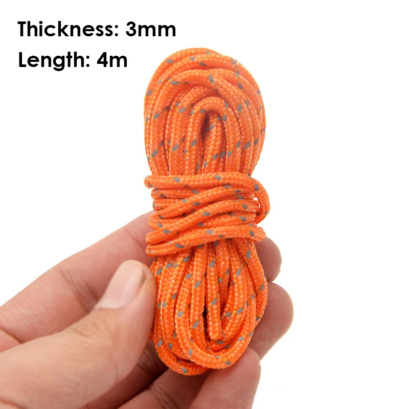 

Светоотражающая веревка для палатки, 4 шт., многоцелевая Светоотражающая веревка 400 см, регулируемая подвесная веревка для кемпинга, яркая п...