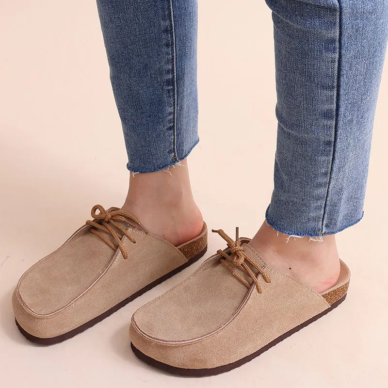 

Kidmi New Fashion Retro Boston Clogs For Women Outdoor Slip-on Suede Home Shoes Footbed Cork Clogs And Mules Evening Sandals