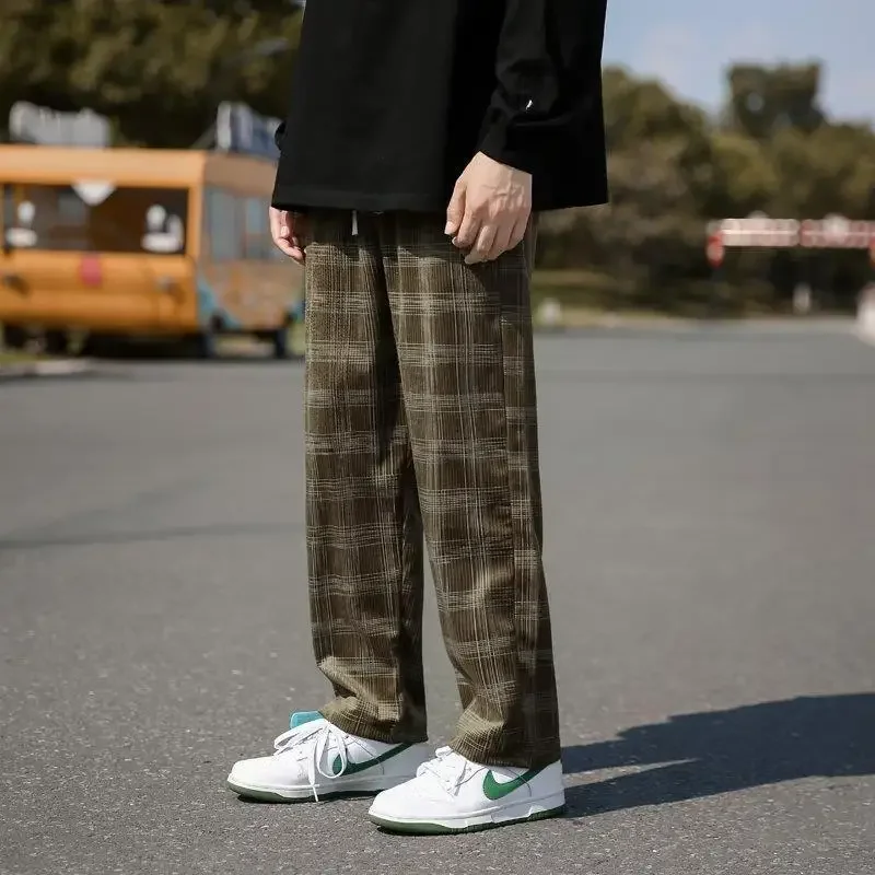 Брюки клетчатые повседневные для мальчиков-подростков трикотажные не