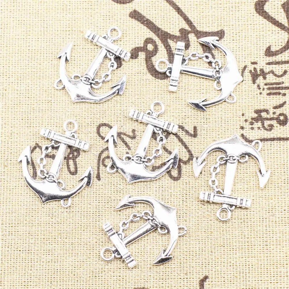 

5 шт., подвески в виде якоря, 26x31 мм
