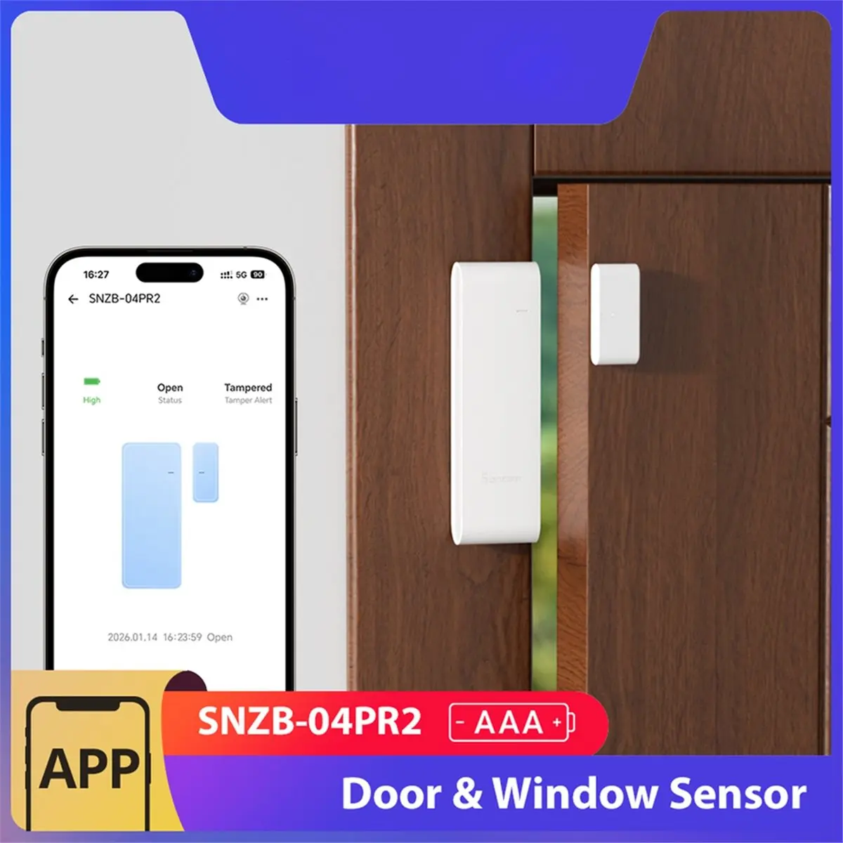 Фото АКЦИЯ~ SNZB-04PR2 SenseGuard Gen2 Zigbee датчик открытия двери/окна, активная защита с оповещением о взломе, мониторинг через приложение с помощью ZBBridge-P №2