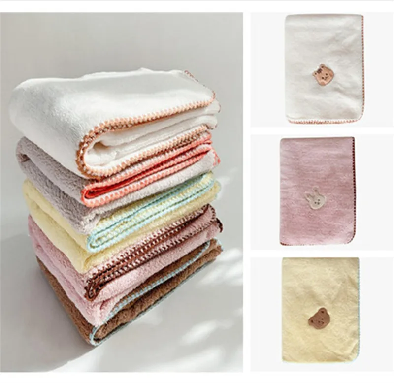 

Baby Blankets for Beds Solid Swaddle Muslin Blanket Bedding Cartoon Bear Babies Accessories Newborn Bath Towel Mother Kids