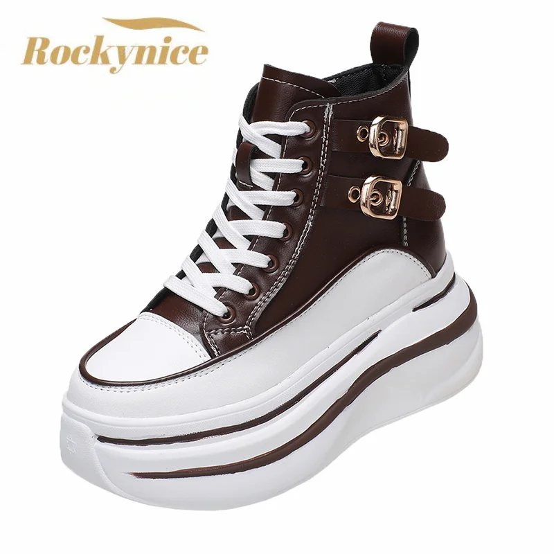 

Women Leather Chunky Ankle Boots New 2022 Autumn Buckle Motorcycle Boots Ladies High Platform Winter Sneakers Woman Short Boots