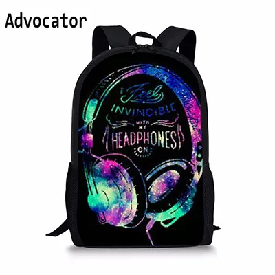 

ADVOCATOR Fashion Headphones Pattern Backpack for Teenager Men and Women Designer Bookbag Boys Travel Bags Mochila Infantil