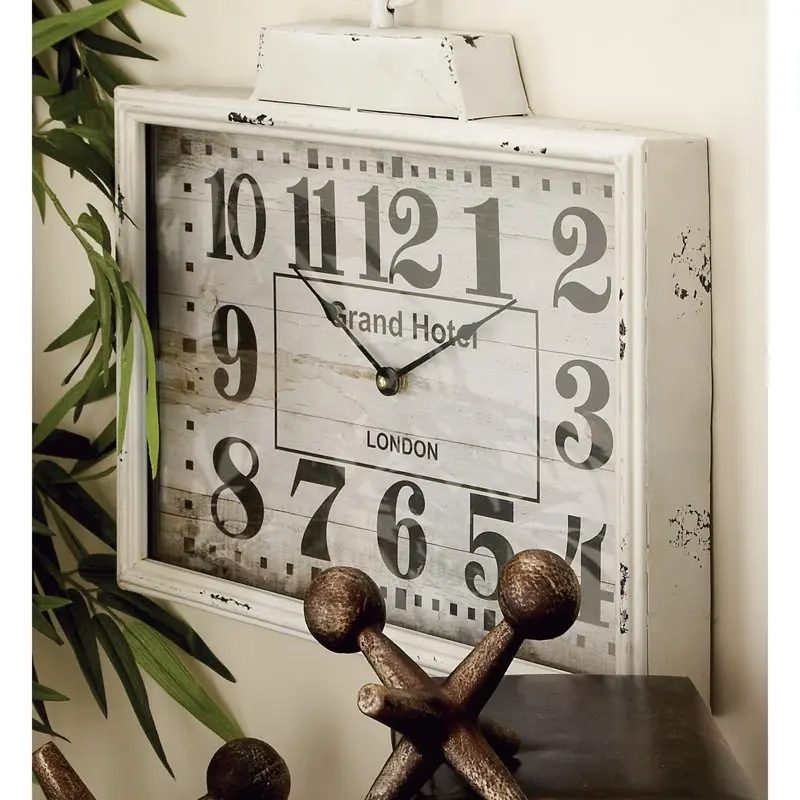 

16" x 15" White Metal Pocket Watch Style Wall Clock