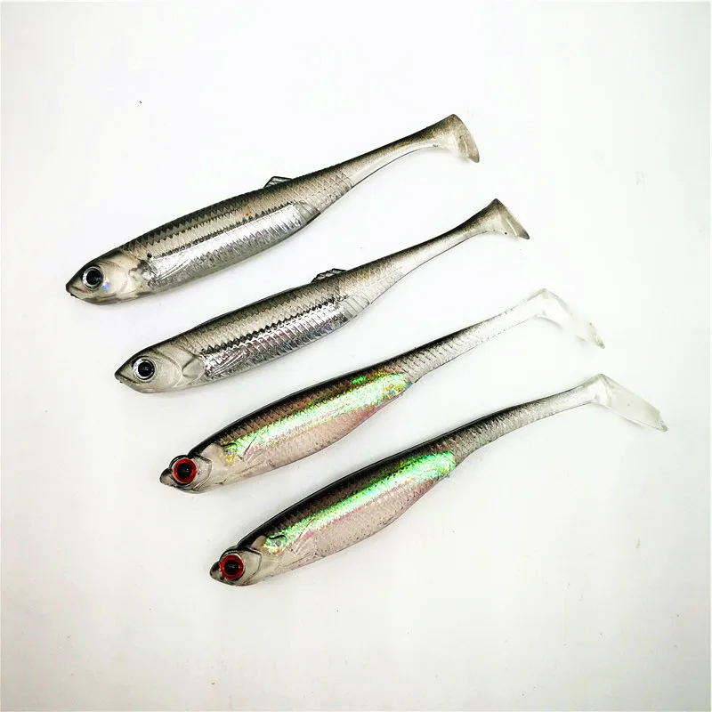 10Pcs/lot Fishing Soft Bait 7CM 7.5CM 1.7G 2.3G 2.7G T Tail fish Fishing Lures Rainbow Color Sequin Swing Fishing Spinner Bait enlarge