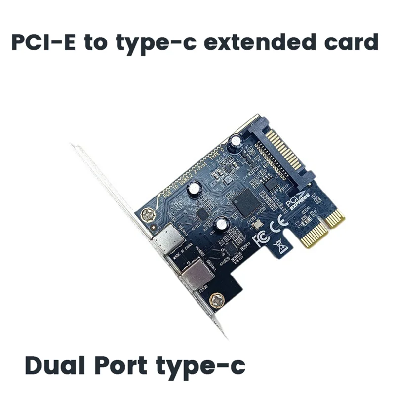Фото Настольная материнская плата Карта адаптера PCI-E к Type-C Двухпортовая плата расширения Type-C с использованием хост-карты ASM1042 №4